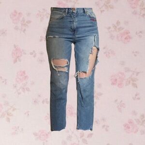 High Waisted Ripped Mom Jeans